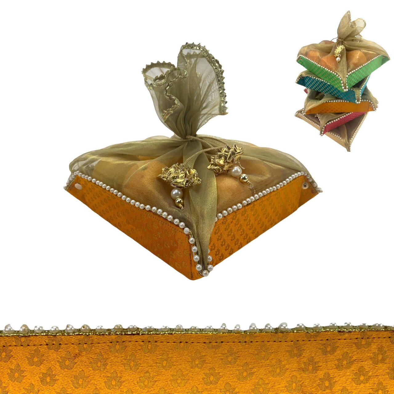 2ct Gift Basket Indian Mithai Box Brocade Jewelry Organizer Box for Shagun Return Gifts Traditional Style Sweets Box Wedding Favor Housewarming Gift